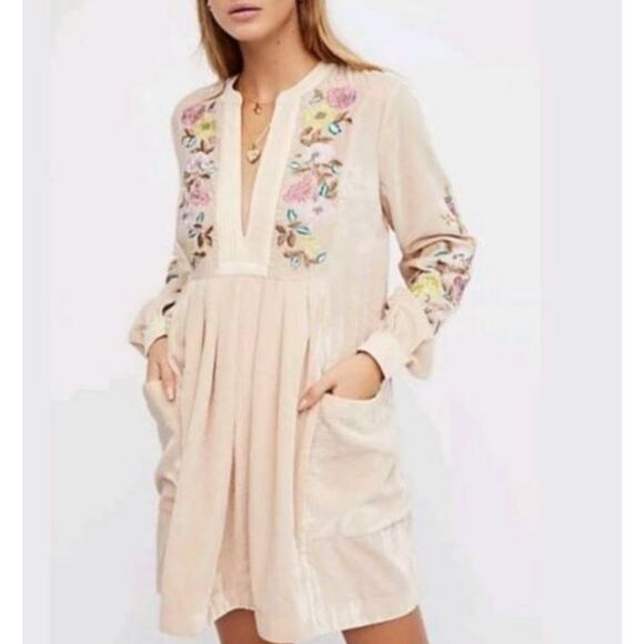 Free People Embroidered Mia Velvet Mini Dress - Picture 2 of 2